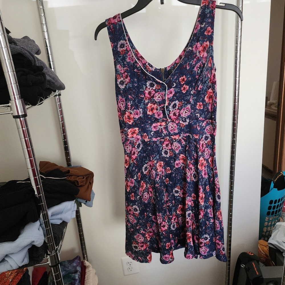 Floral Sleeveless Top - Blue and Pink
